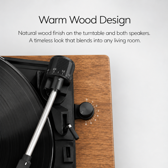 Retro Bluetooth 5.3 Record Player – 3-Speed Vinyl Turntable with Bluetooth Speaker