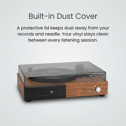 Retro Bluetooth 5.3 Record Player – 3-Speed Vinyl Turntable with Bluetooth Speaker