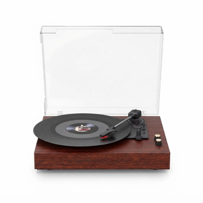 Retro Bluetooth Record Player – 3-Speed Vinyl Turntable with Speakers