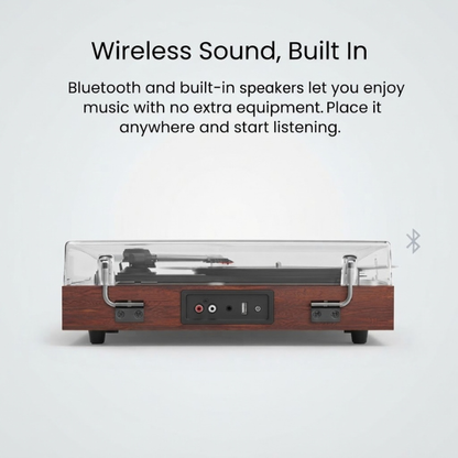Retro Bluetooth Record Player – 3-Speed Vinyl Turntable with Speakers