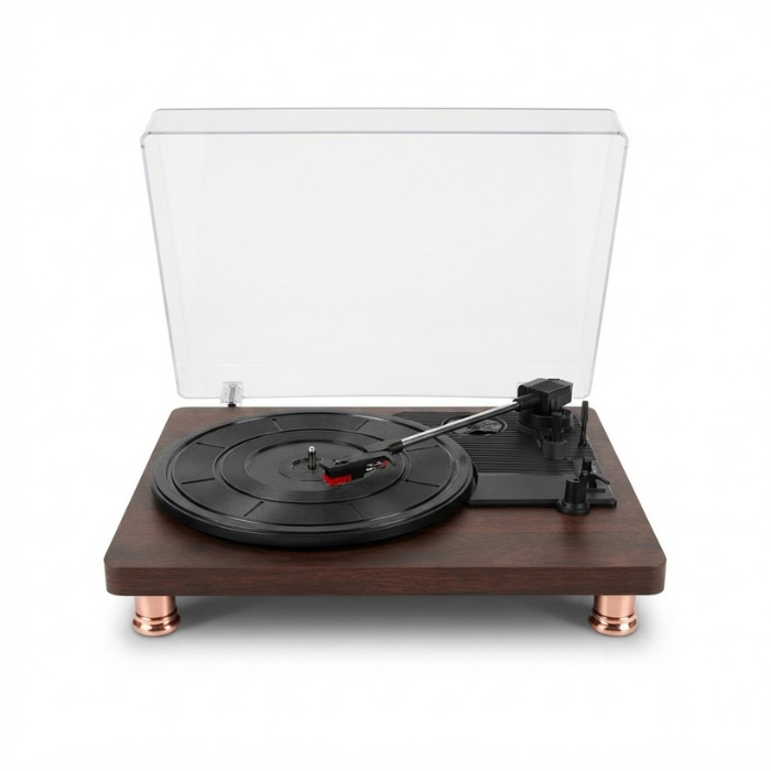 Retro Vinyl Record Player with Built-in Stereo Speakers – 3-Speed Turntable with Dust Cover