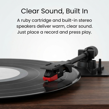 Retro Vinyl Record Player with Built-in Stereo Speakers – 3-Speed Turntable with Dust Cover