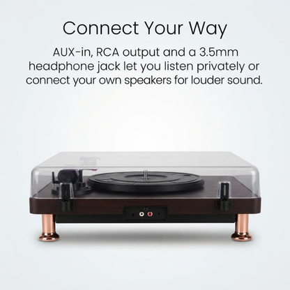 Retro Vinyl Record Player with Built-in Stereo Speakers – 3-Speed Turntable with Dust Cover