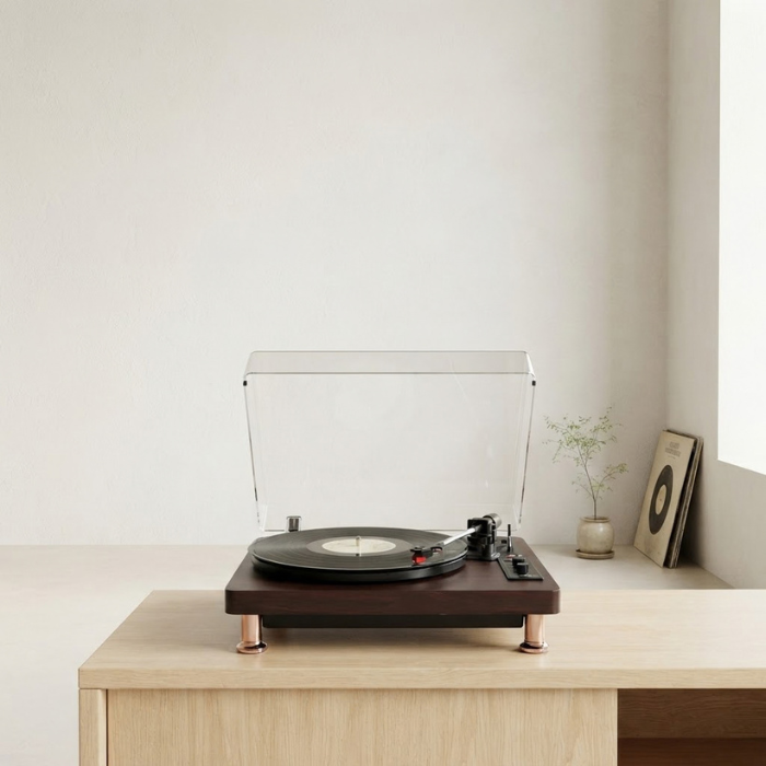 Retro Vinyl Record Player with Built-in Stereo Speakers – 3-Speed Turntable with Dust Cover