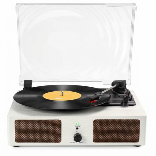 Retro Bluetooth Vinyl Record Player with Built-in Speakers, White