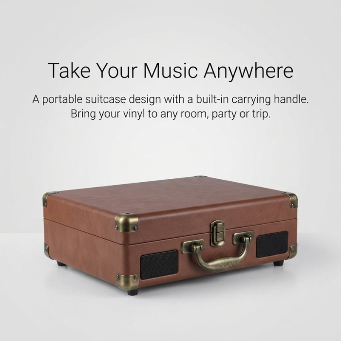 Retro Portable Vinyl Record Player with Bluetooth and Speakers