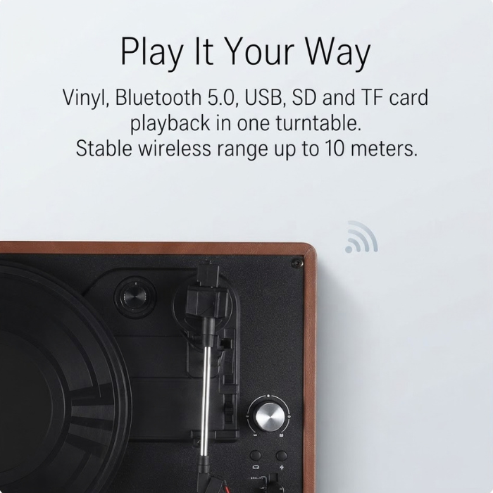 Retro Portable Vinyl Record Player with Bluetooth and Speakers