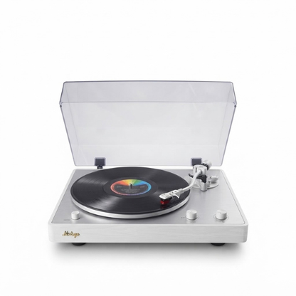 Retro Bluetooth Vinyl Record Player with Speakers – 3-Speed Turntable, White