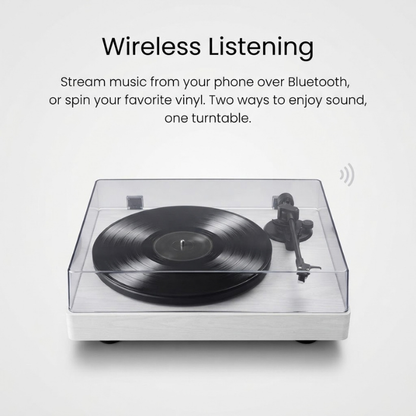 Retro Bluetooth Vinyl Record Player with Speakers – 3-Speed Turntable, White